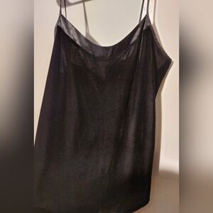 Vtg Y2K Whimsigoth Cami Tank Top Medium Black Velvet Satin Trim Fairy Grunge